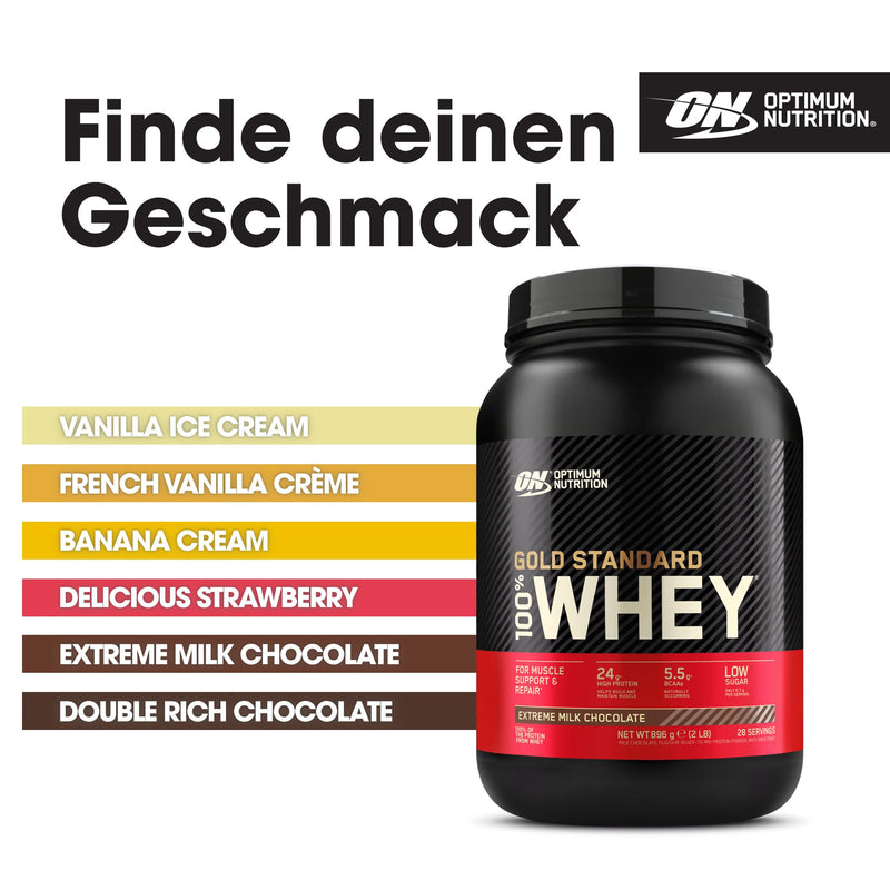 Optimum Nutrition Gold Standard Whey Protein Powder Muscle Building Supplements With Glutamine And Amino Acids, Extreme Milk Chocolate, 28 Servings, 900G, Packaging May Vary - NewNest Australia