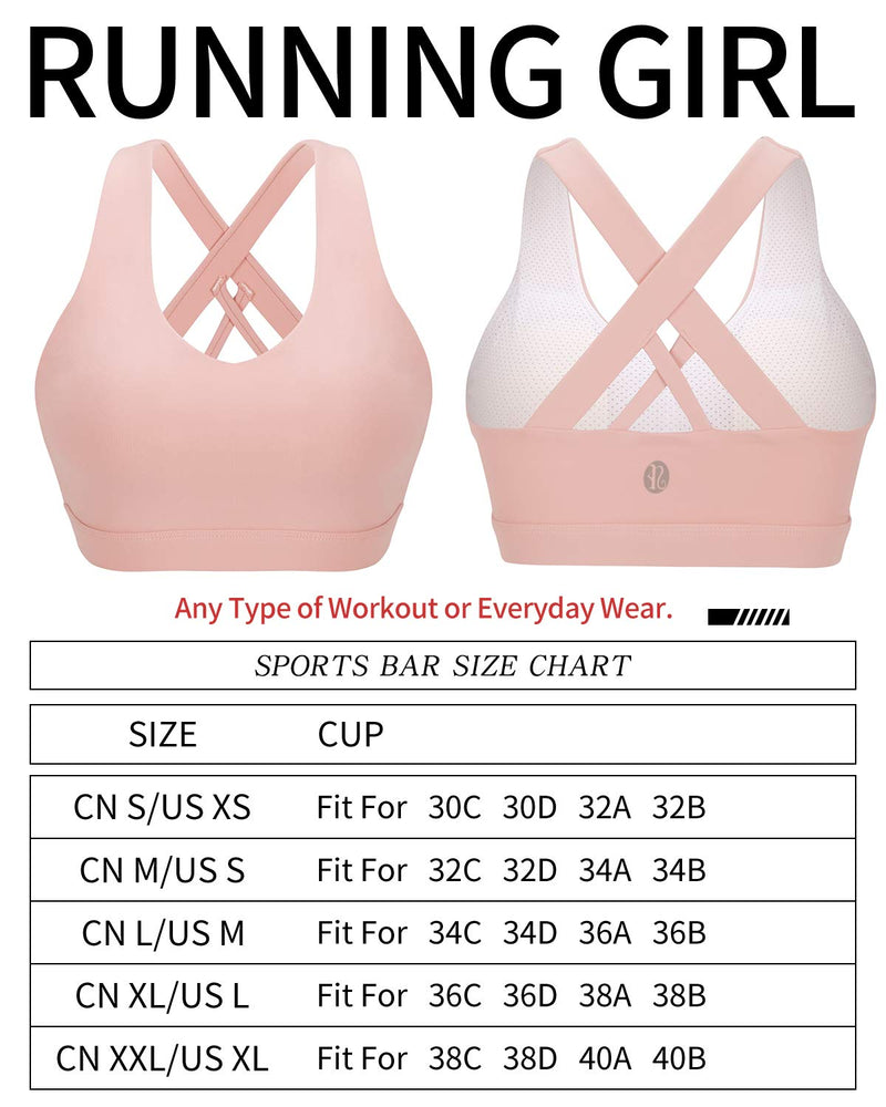 RUNNING GIRL Sports Bra for Women, Criss-Cross Back Padded Strappy Sports Bras Medium Support Yoga Bra with Removable Cups A-pink Large - NewNest Australia