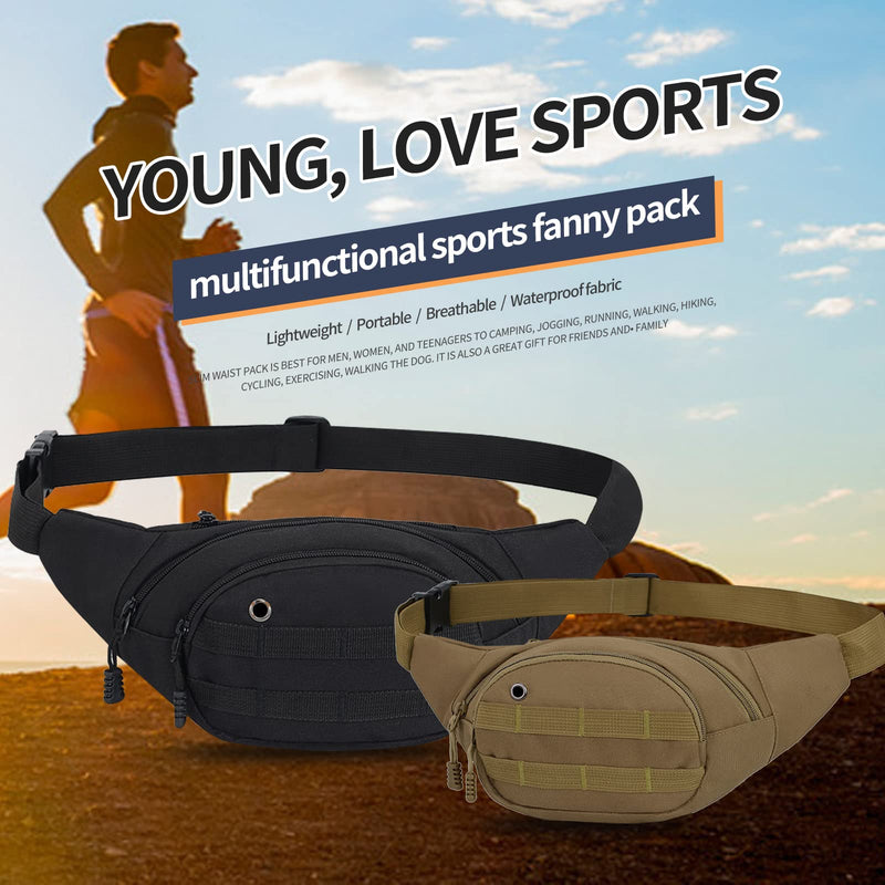 DAITET Fanny Pack for Men&Women, Crossbody Waist Bag with Adjustable Belt, Large Capacity Bum Bag for Traveling Hiking Cycling Workout Casual (Black) Black Oxford Cloth - NewNest Australia