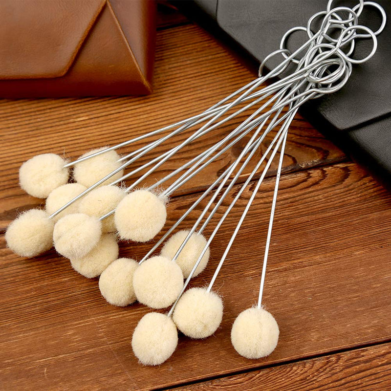 BUTUZE 25 Pcs Wool Daubers Wool Daubers Ball Brush Leather Dye Tool with Metal Handle Wool Daubers for Leather Dyes for DIY Crafts Projects - NewNest Australia