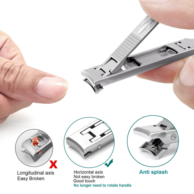 VOGARB Portable Nail Clippers For Thick Nails Ultra Thin Foldable Wide Jaw Opening Cutter With Safety Lock Double Head Curved and Bevel Trimmer For Toenail Fingernail Travel Design (Silver) Silver - NewNest Australia