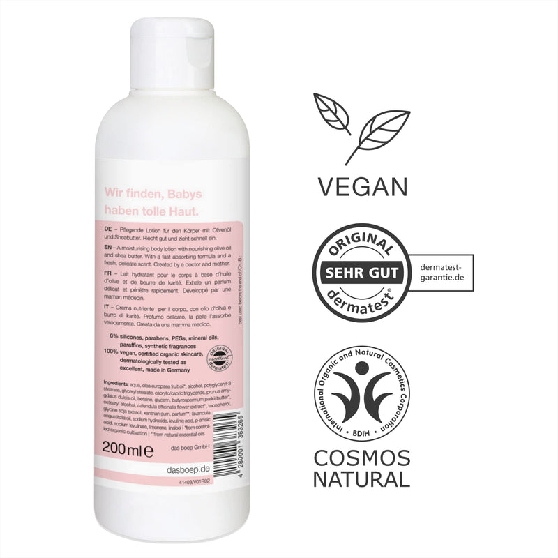 Boep Body Lotion For Babies And Children, Nourishing Lotion For Sensitive, Dry Skin With Organic Olive Oil, Vegan Natural Cosmetics, Developed By A Doctor And Mum (200 Ml) - NewNest Australia
