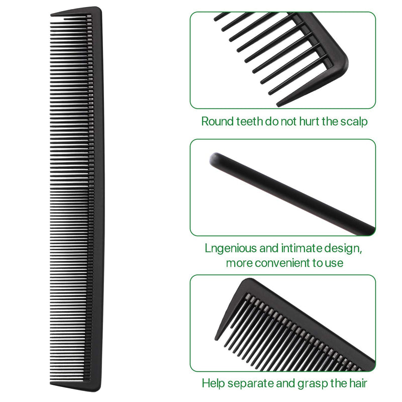 3 Pieces Carbon Fibre Hair Cutting Comb Fine and Standard Tooth Hair Comb Anti-static Heat Resistant Combs Black Hairdressing Styling Combs for Men Women Home Salon Hair Styling Grooming - NewNest Australia