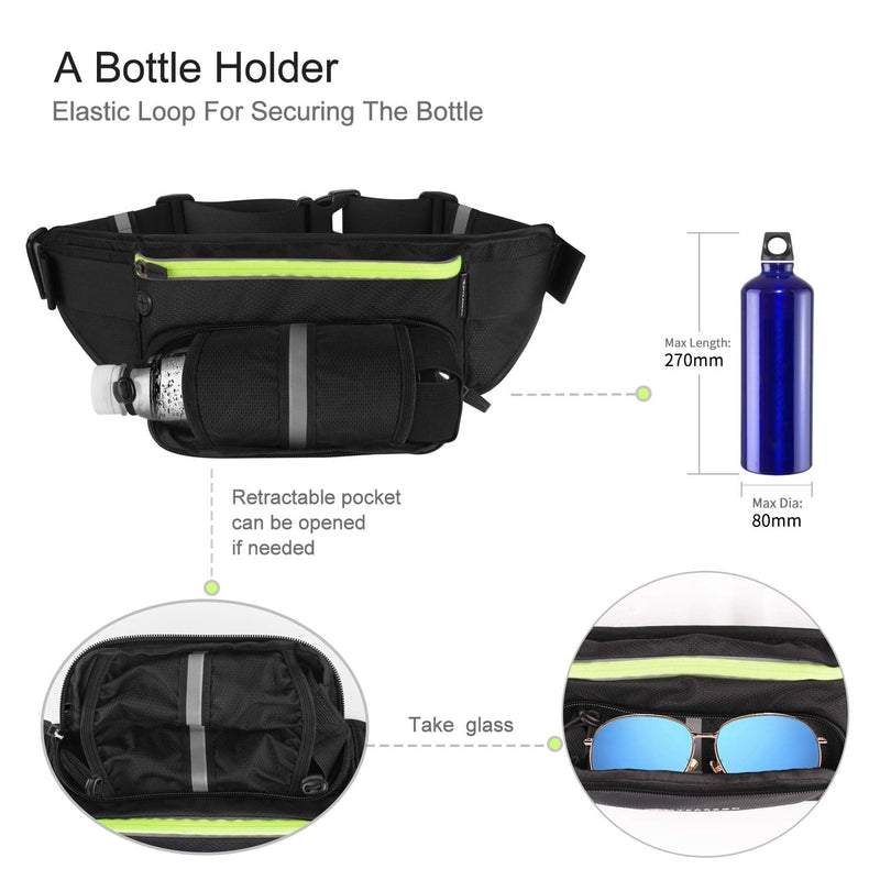 MYCARBON Fanny Pack Waist Pack with Water Bottle Holder Running Belt for Men Women Walking Hiking Runners Hydration Belt Green - NewNest Australia