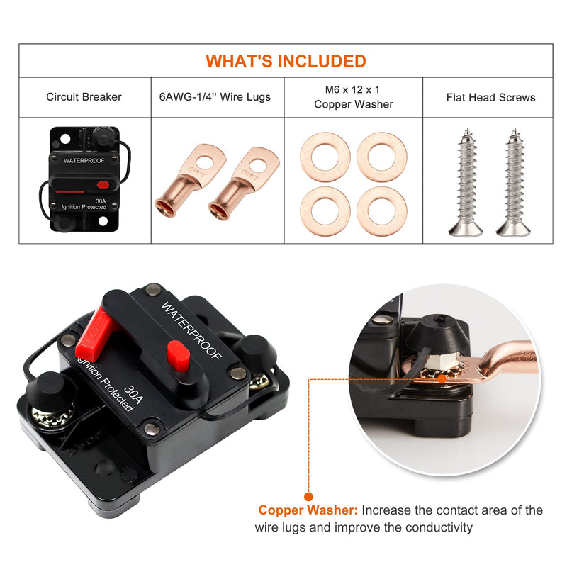 Erayco 100 Amp Circuit Breaker with Manual Reset for Car Marine Trolling Motors Boat ATV Manual Power Protect for Audio System Fuse, 12V-48VDC, Waterproof (100A) 100A - NewNest Australia