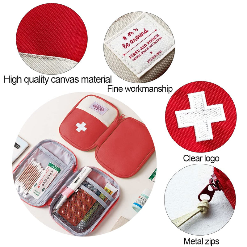 Travel Mini First Aid Bag, 2 Pieces Portable Mini First Aid Kit Storage Bag For Medicine Boxes, Reusable Medical Kits Empty Rescue Bag For Camping Hiking Emergency Blue - NewNest Australia