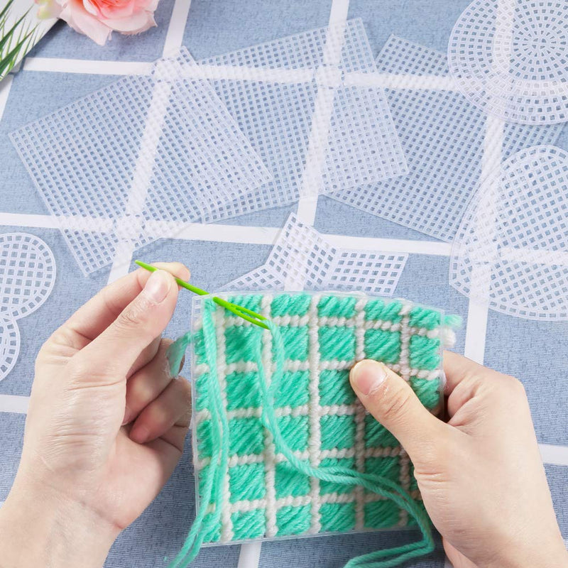 Pllieay 36 Pieces Mesh Plastic Canvas Sheets Kit Including 30 Pieces 6 Shapes 3 Inch Plastic Canvas and 6 Pieces Rectangular Plastic Canvas, Embroidery Tools for Embroidery Plastic Canvas Craft - NewNest Australia