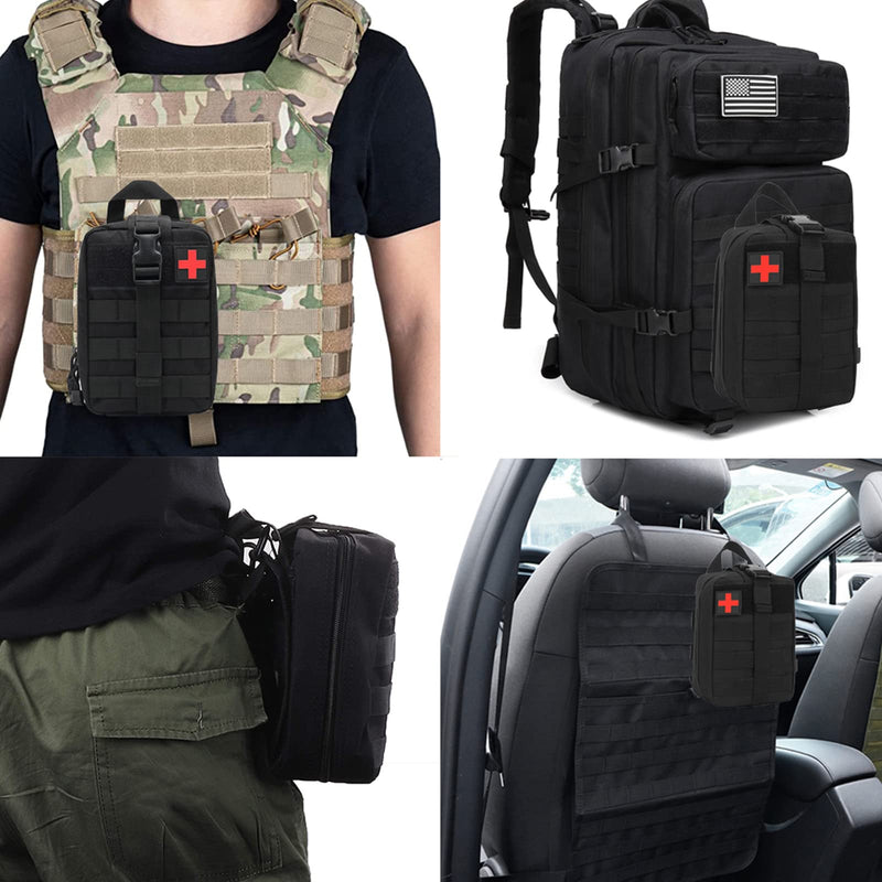 Yuandiann Military Tactical First Aid Bag With Purse, First Aid Ifak Bag Survival Kit Molle Emergency Bag Medical Bum Bag For Hiking Cycling Camping, Black, 15Cm X 10Cm X 20.5Cm / 5.905"L X 3.937"W X 8.07"H, Money Belt - NewNest Australia