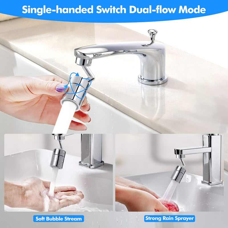 Universal Splash Filter Faucet, 720 Swivel Faucet Sink Aerator Dual Function Splash Faucet Aerator Anti-Splash Rotatable Tap for Kitchen Bathroom Laundry Sink - NewNest Australia