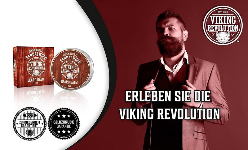 Beard Balm with Sandalwood Scent & Argan & Jojoba Oil - Styles, Strengthens & Makes Beards & Mustaches Soft - Leave-in Conditioner Wax for Men by Viking Revolution (1 Pack) Sandalwood - NewNest Australia