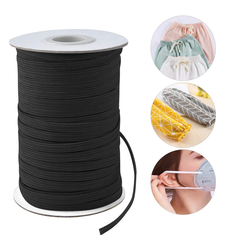 Coopay 40 Yards Length 1/2" Width Elastic Cord Elastic Bands Elastic Rope Heavy Stretch Elastic Spool Knit for Sewing, 2 Rolls, 20 Yards/Roll (Black, 1/2 Inch) Black - NewNest Australia