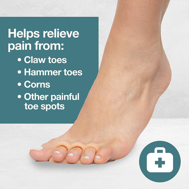 ZenToes Hammer Toe Straightener and Corrector 4 Pack Soft Gel Crests Splints | Reduce Foot Pain, Prevent Overlap | Flexible Footcare Treatment | Stain, Odor Resistant (Beige) Beige - NewNest Australia