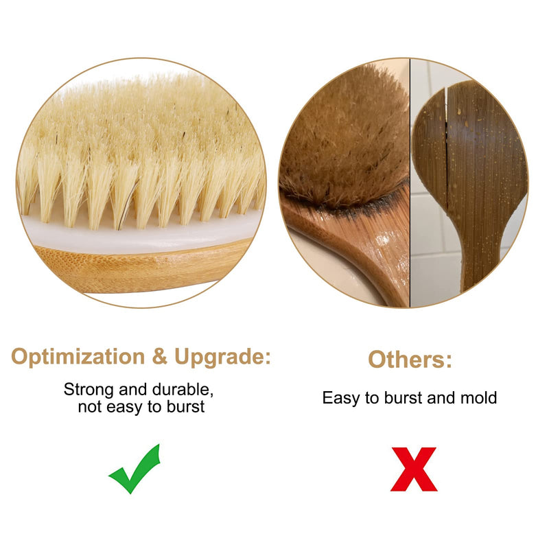 SAUNNIHEN 43CM Back Scrubber Long Handle, Dry Brushing Body Brush, Bamboo Back Brush for Shower, Natural Bristles Shower Brush for Exfoliating Remove Dead Skin, Cellulite - NewNest Australia