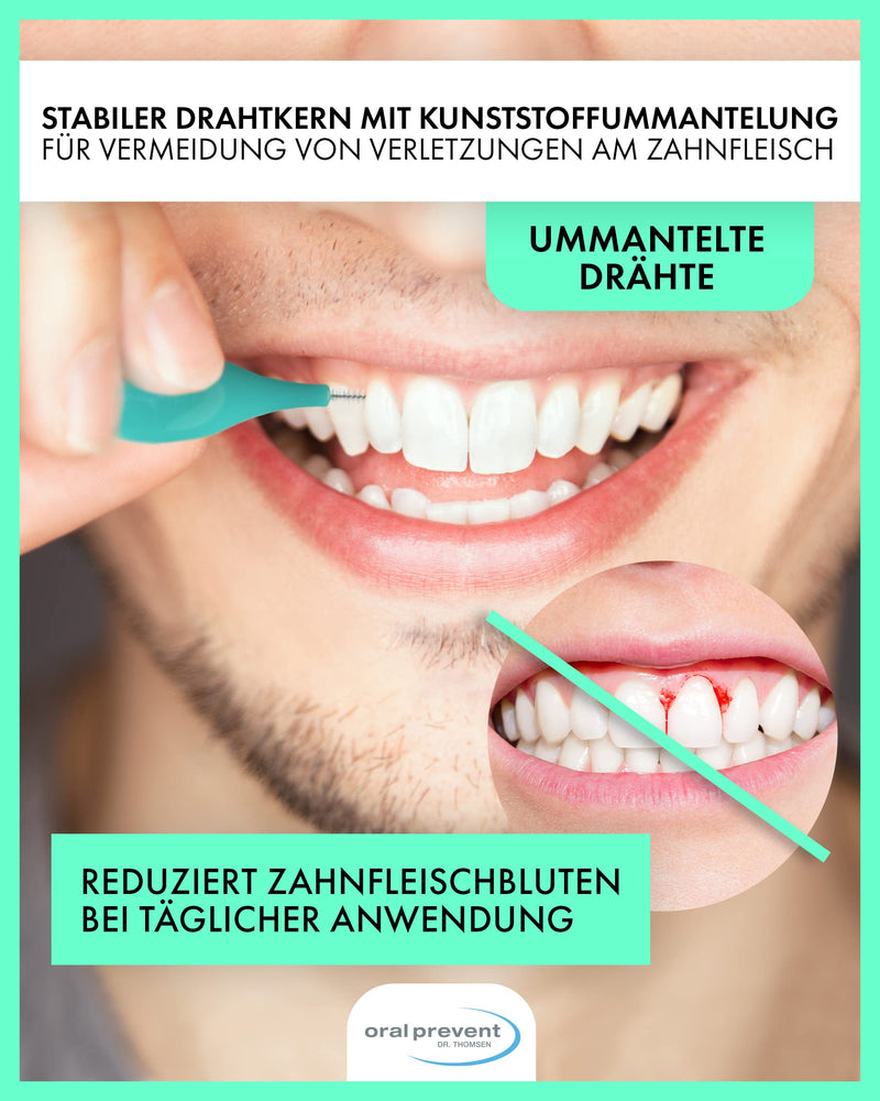 Pack of 25: ORAL PREVENT interdental brushes - teeth cleaning for the spaces between teeth - interdental brush - tartar/caries prevention - blue - 0.70 mm - ISO 4 ISO size: 4 (blue); Wire: 0.70mm Ø - NewNest Australia