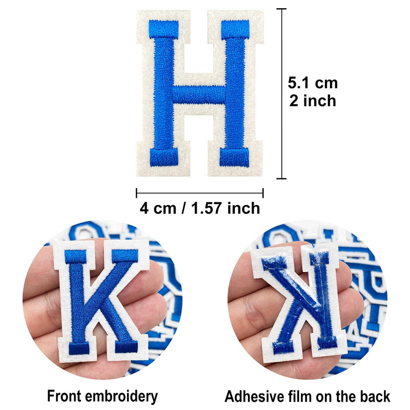 Jongdari Iron on Letters, 52 Pcs Alphabet Patches with Ironed Adhesive, Decorate Repair Patches for Shirts Jackets Hats Jeans Shoes Bags(Blue) Blue - NewNest Australia