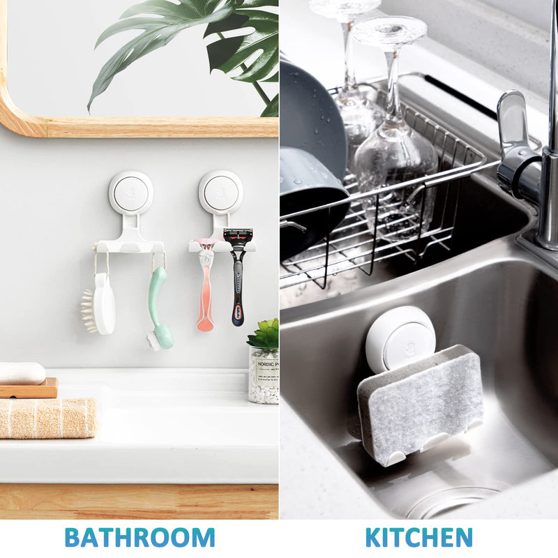 TAILI Shower Razor Holder Suction Cup 2 Pack, Vacuum Suction Razor Hanger for Shower Wall, Suction Door Hook for Towel Loofah Sponge, Shower Razor Hook for Bathroom Removable, White Razor Blade Holder - NewNest Australia