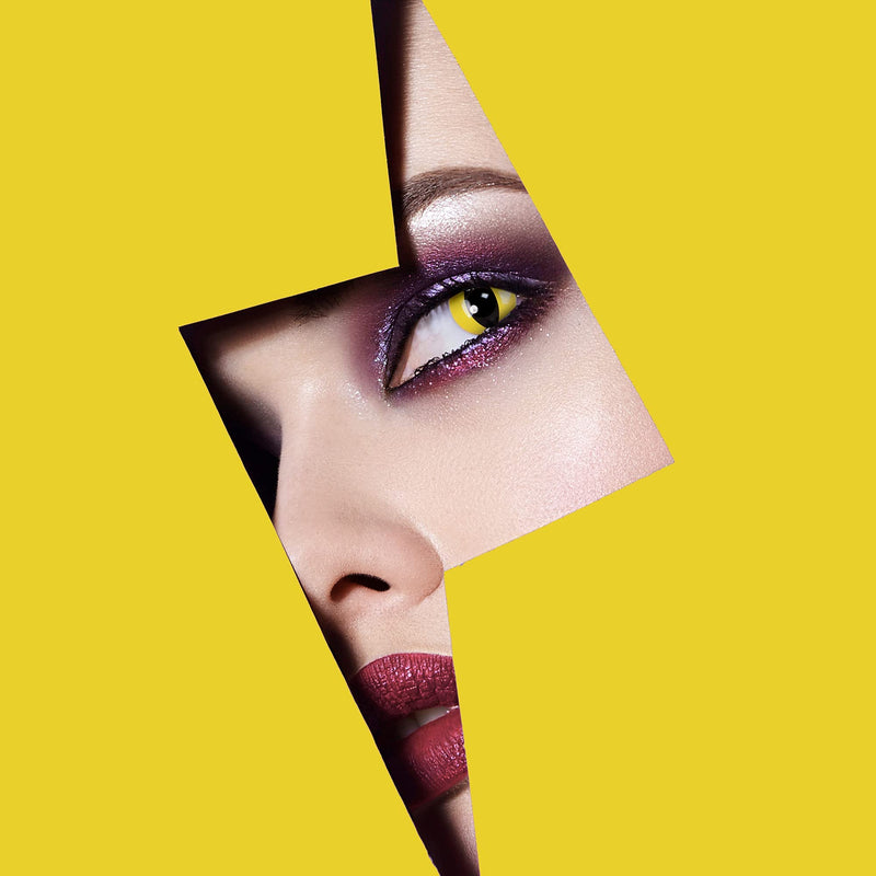Funnylens 1 pair of colored yellow Crazy Fun cat eye contact lenses. Top quality for Mardi Gras, Carnival, Halloween with free contact lens case without prescription! 0.0 diopter 8.6 millimeters 14.00 millimeters 2.0 - NewNest Australia