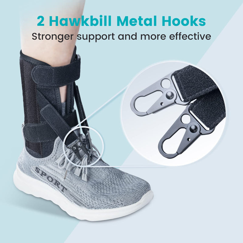 Foot Lift Rail For Foot Lifter Weakness, Foot Lift Orthosis For Walking With Shoes, Suitable For Left And Right, Adjustable Foot Drop Support With 2 Metal Hooks For Lifting Shoes - L/Xl - NewNest Australia