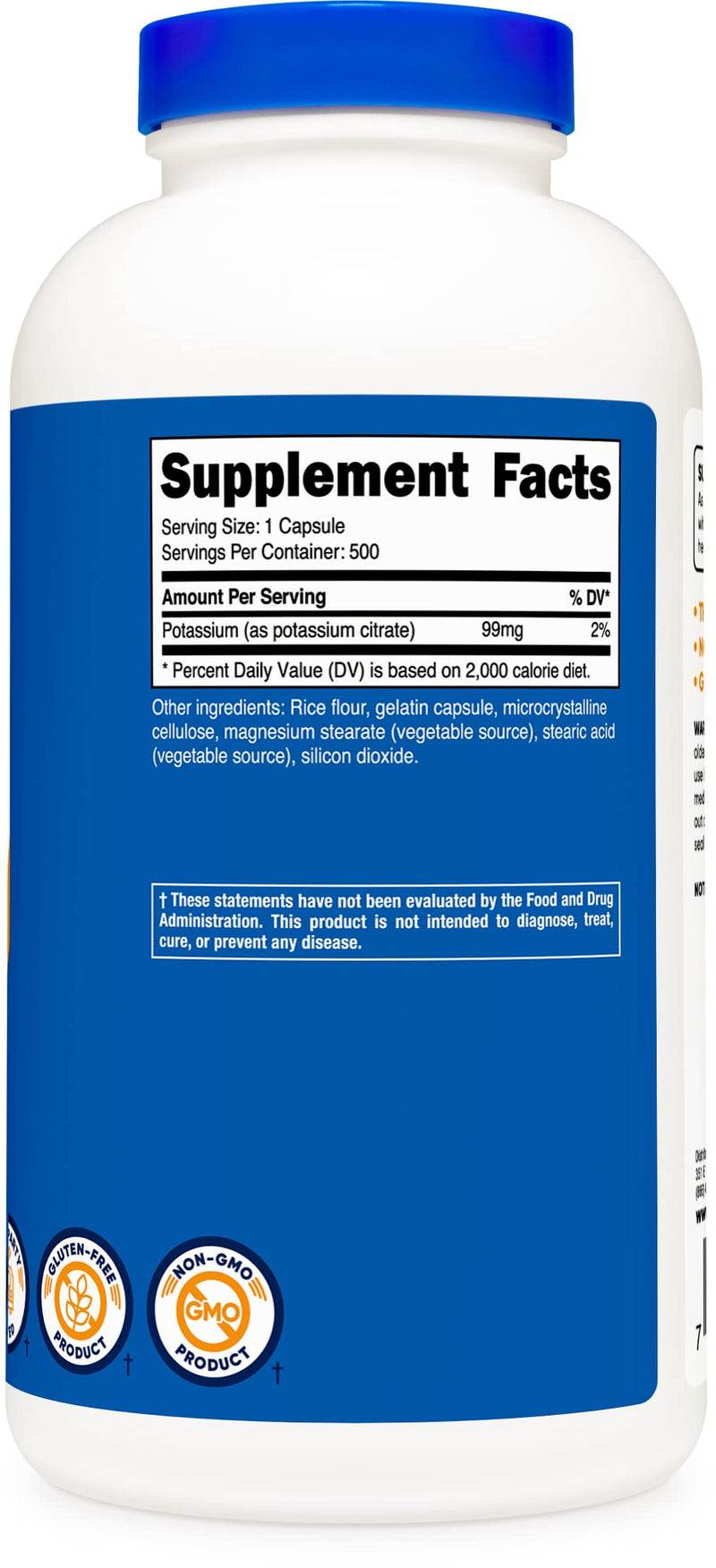 Nutricost Potassium Citrate 99mg, 500 Capsules 500 Count (Pack of 1) - NewNest Australia