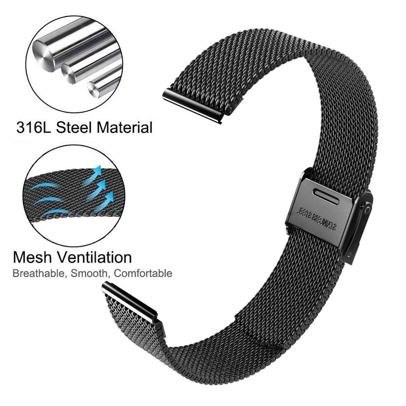 Compatible for Garmin Venu SQ Music Bands, ViCRiOR Solid Stainless Steel Watchband+ Mesh Strap Bracelet Replacement Band Strap for Garmin Venu sq/sq Music, Black - NewNest Australia