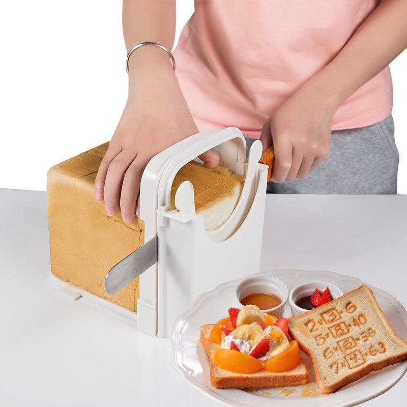 Eon Concepts Bread Slicer Guide For Homemade Bread With Rubber Feet Paddings and E-book | Loaf Cutter Machine - Foldable Adjustable & Customizable to 5 Thickness | Bagel/Sandwich/Toast Slicer | - NewNest Australia