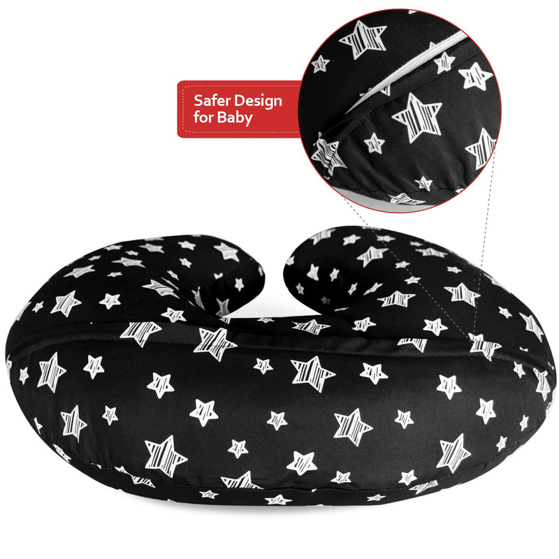 Nursing Pillow Cover Black with Star Print for Baby Boys, Snug Fits Boppy Nursing Pillows, Soft Breastfeeding Nursing Pillow Slipcovers, for Breastfeeding Moms - NewNest Australia