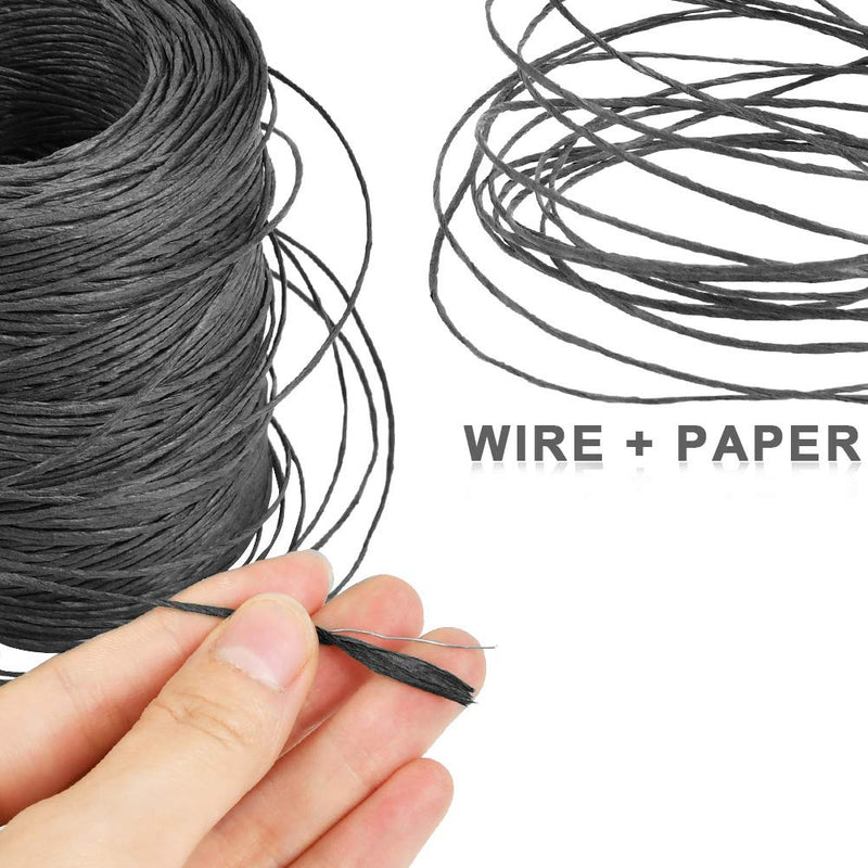 TIMESETL 656 Feet Floral Bind Wire Rustic Vine Wrapping Wire, Paper Covered Waterproof Craft Wrap Twine for Flower Bouquets Stem Wrap Florist (Black) Black - NewNest Australia