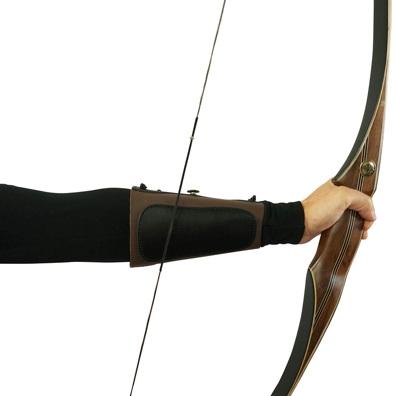 SAS Leather Traditional Arm Guard with Stretch Cord and Button Hook Armguard for Archery Bow Range Longbow Recurve Bow Small-5.75"x4.75" - NewNest Australia