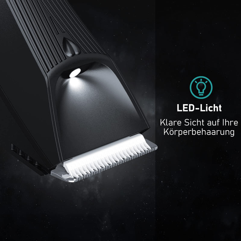 Kibiy Men'S Intimate Razor With Led Light And Display, Ipx7 Waterproof Body Hair Trimmer With Replaceable Anti-Cut Ceramic Blade And Standing Charging Station - NewNest Australia