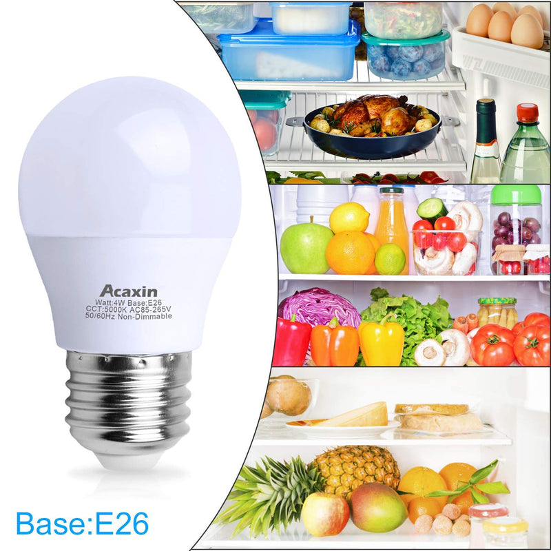 LED Refrigerator Light Bulb 4W 40Watt Equivalent, Acaxin Waterproof Frigidaire Freezer LED Light Bulb IP54, 120V E26 Daylight White 5000K 400 Lumen, Energy Saving A15 Appliance Fridge Bulbs, 2 Pack - NewNest Australia