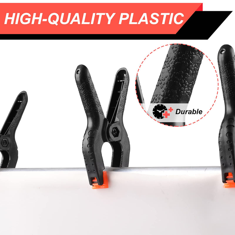 8 Pack Spring Clamps, 4.5inch Plastic Clips, Small Backdrop Clips, Clamps Heavy Duty, Spring Clips for Crafts, Backdrop Stand, Woodworking, Photography Studios (Black) 8 Pack 4.5in - NewNest Australia