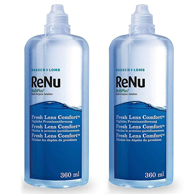 Bausch + Lomb ReNu MultiPlus Combination Solution with Protein Remover - Contact Lens Cleaner, Storage Solution, Soft Lenses, Twin Pack 2 x 360ml Single - NewNest Australia