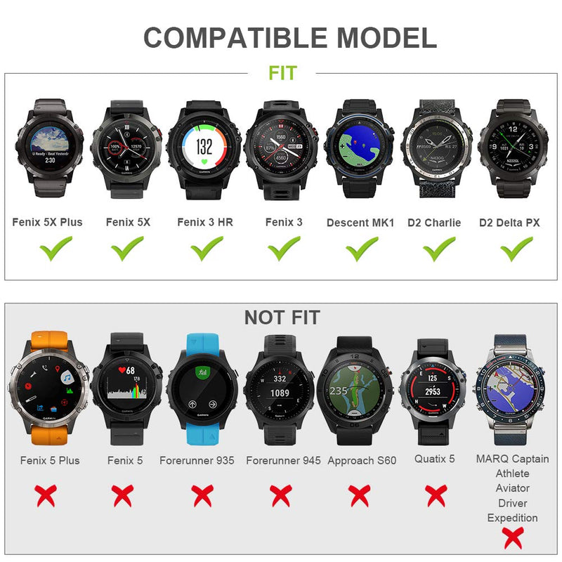 ANCOOL Compatible with Garmin Fenix 5X Plus Band 26mm Easy Fit Silicone Watch Strap Wristbands Replacement for Fenix 7X/Fenix 6X Pro/Fenix 6X/D2 Delta PX/Tactix Delta/Descent Mk2 (Pack of 4) 4PCS Pack - NewNest Australia