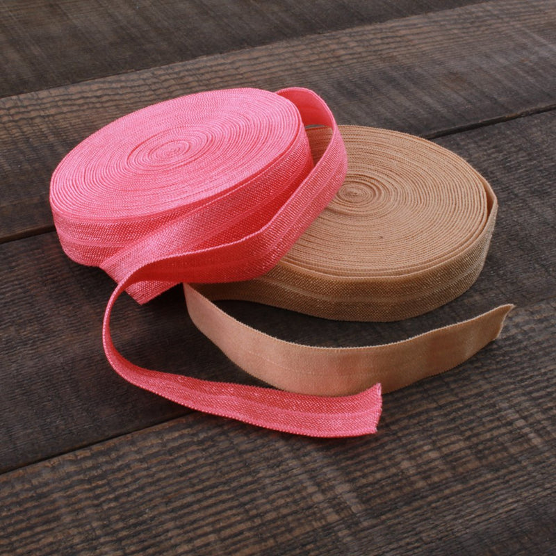BASOKAN Solid Color Sewing Fold Over Elastic Stretch FOE and Foldover FOE Trim Elastic Ribbon by the yard for Hair Ties Headbands (5/8 inch, 1.5 cm, 20 Yards, Mix 20 Colors) - NewNest Australia