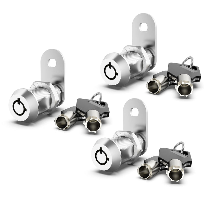 3 Pack Upgraded Cam Lock RV Storage Locks, Keyed Alike 1-1/8 Inch Cabinet Locks for RV Storage Door Tool Box Drawers, Secure Door Files and Drawers Locks, Zinc Alloy 3 Pack 1-1/8 Inch - NewNest Australia