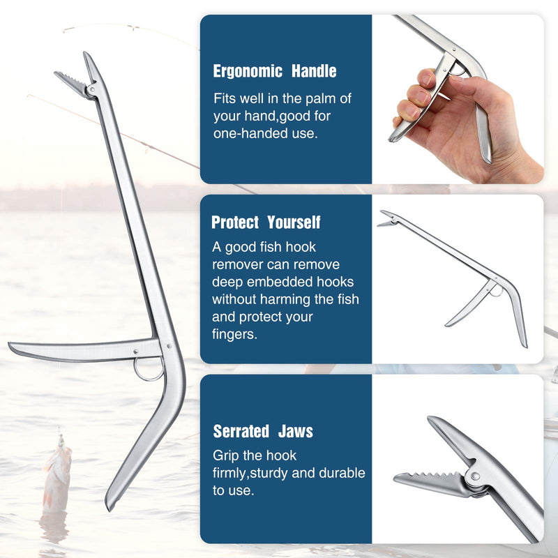 2 Pieces Stainless Steel Fish Hook Remover Fishing Extractor Freshwater and Saltwater Hooker Tool for Fishing, 11-1/2 inch - NewNest Australia