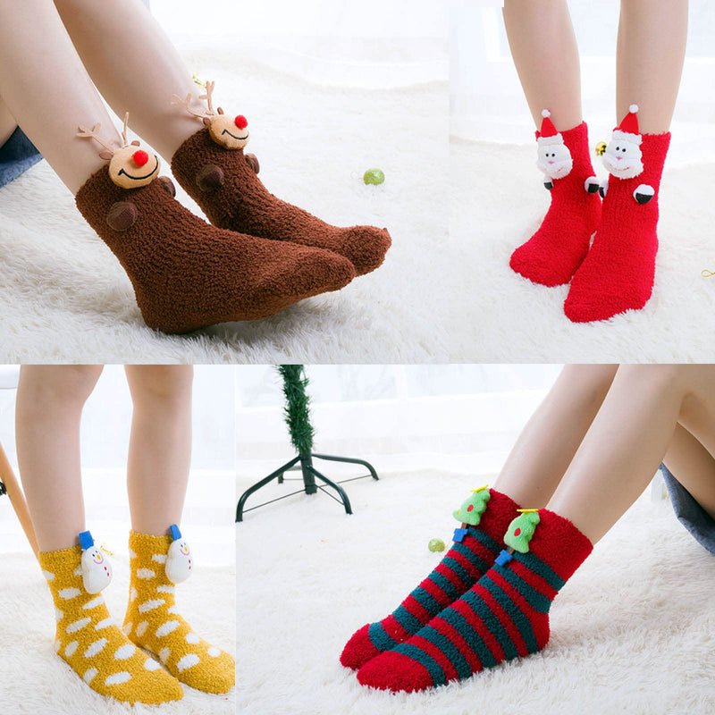 Binxwa Christmas Gifts For Women, Funny Socks, Fluffy Socks, Gift For Women, Cuddly Socks, Non-Slip Socks, Women'S Christmas Stopper Socks, Women'S Warm With Gift Box - NewNest Australia