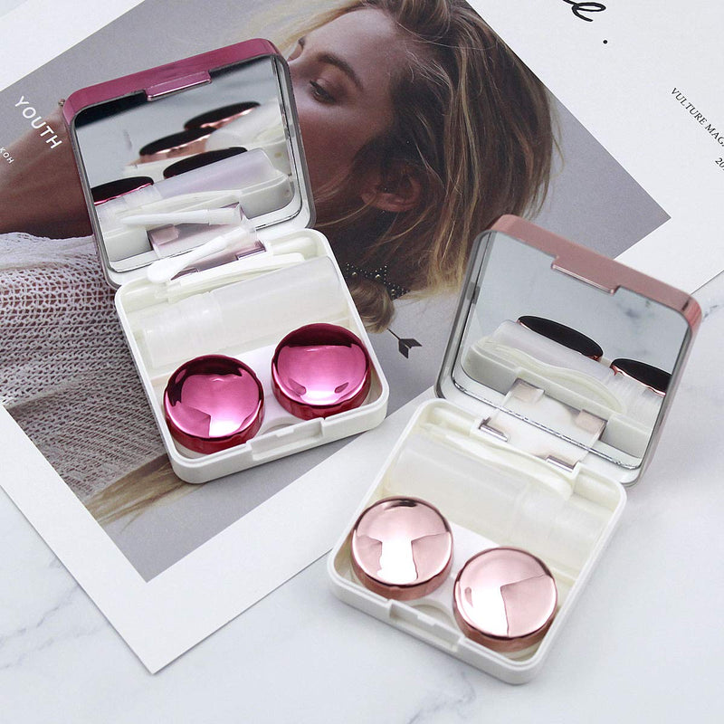 Natuce Contact Lens Case, Protective Case For Contact Lenses And Integrated Mirror, Contact Lenses, Glasses Case, Portable, Travel Contact Lens Set For Home And Travel (Pink And Rose Gold), Pink And - NewNest Australia