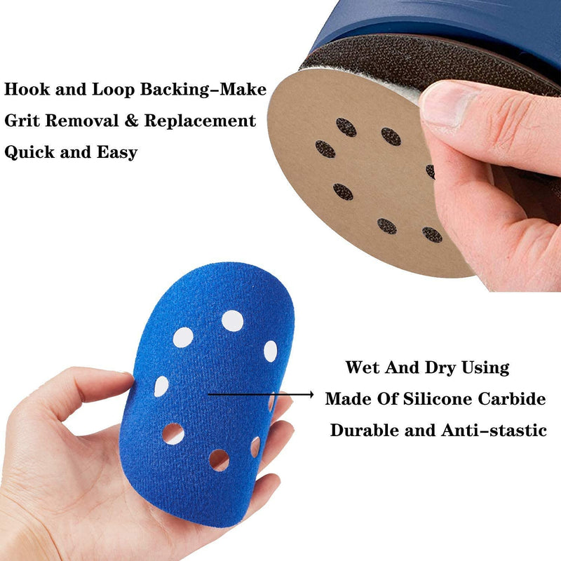 32pcs Sandpaper 8 Hole 5 inch Sanding Discs Hook and Loop 1500/2000/2500/3000/4000/5000/7000/10000 Grits Wet Dry Sandpaper with 2pcs Interface Pads for Random Orbital Sander Automotive Metal Polishing - NewNest Australia