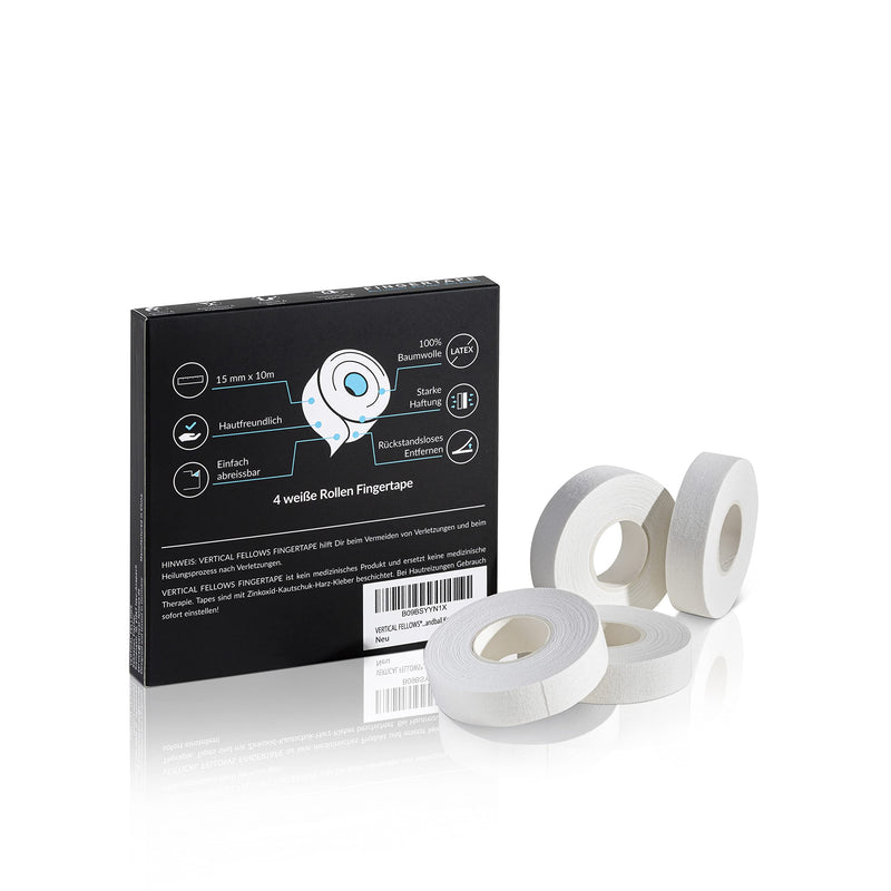 Vertical Fellows Climbing Tape 1.5 Cm Wide With Pdf Tape Instructions Reach Tested ‚ Ideal Finger Tape And Sports Tape For Climbing Bouldering Volleyball Handball Martial Arts (4 Rolls, 1.5 Cm Wide, White) - NewNest Australia