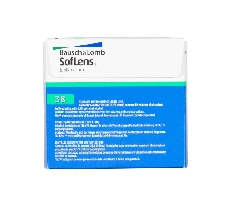 Bausch + Lomb SofLens 38 monthly lenses, spherical contact lenses, soft, 6 pieces BC 8.4 mm / DIA 14 / -1 diopter -1.0 diopter 8.4 millimeters 14 millimeters - NewNest Australia