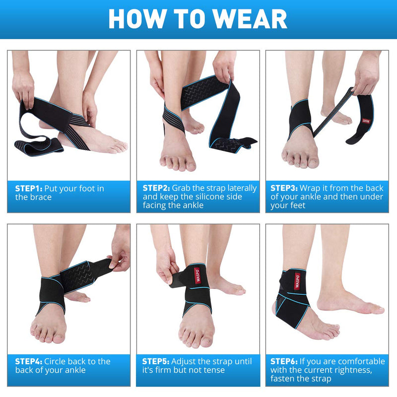 WASPO Ankle Support Brace - Adjustable Ankle Brace Wrap Strap for Sports Protect, Plantar Fasciitis, Achilles tendonitis, Ligament damage, Injury Recovery, One Size for Men Women 1 PC Blue Blue-1PC - NewNest Australia