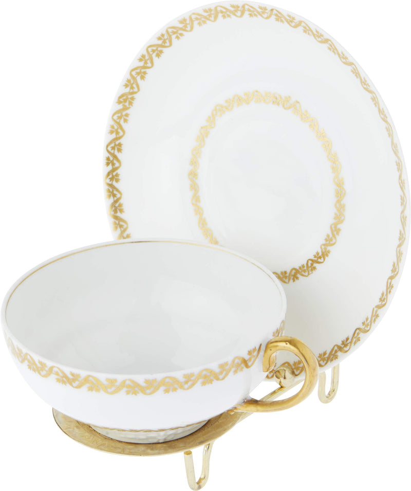 NewNest Australia - Bard's Ornate Shiny Gold-Toned Cup & Saucer Stand, 3" H x 2.75" W x 4" D, Pack of 2 