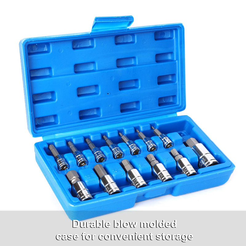 CASOMAN 13 Piece Hex Bit Socket Set, S2 Steel Bit Socket Tool Kit, Metric, 2mm-14mm, Allen Bit Socket Kit - NewNest Australia