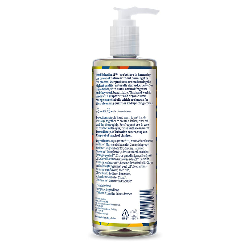 Faith In Nature Natural Grapefruit and Orange Hand Wash, Invigorating, Vegan and Cruelty Free, No SLS or Parabens, 400 ml - NewNest Australia