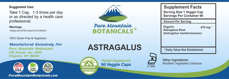 Astragalus Root Capsules - 90 Kosher Vegan Caps with 470mg Organic Astragalus - NewNest Australia