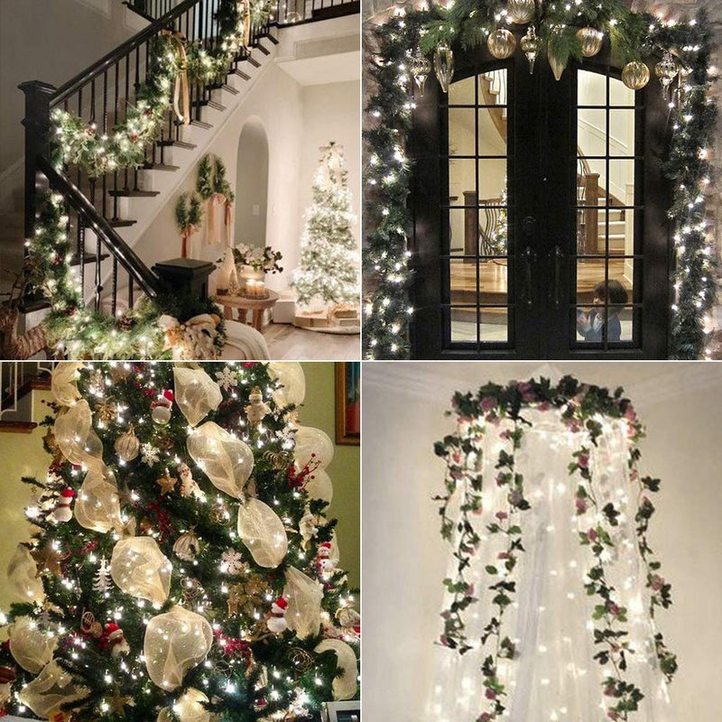 Brizled Outdoor Solar Fairy Lights, Solar String Lights 39.37ft 120 LED 2 Pack, 8 Modes Solar Christmas String Lights with Memory Waterproof Outside Twinkle Lights for Indoor Wedding Party Cool White - NewNest Australia