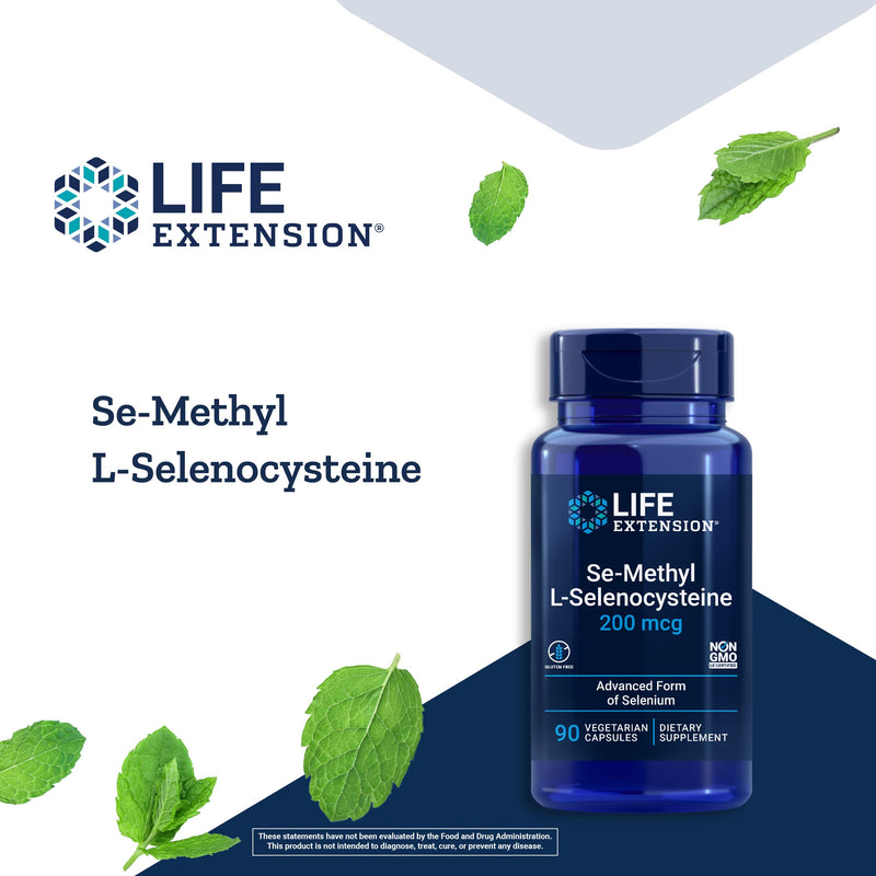 Life Extension Se-Methyl L-Selenocysteine - 200mcg - Advanced Form of the Antioxidant Selenium – Non-GMO, Vegetarian – 90 Vegetarian Capsules - NewNest Australia