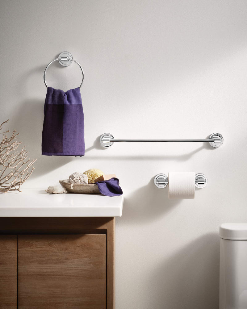 Moen DN0708CH Iso Collection Double Post Modern Pivoting Toilet Paper Holder, 3.11&quot W X 2.44&quot H X 6-1/2&quot D, Chrome - NewNest Australia