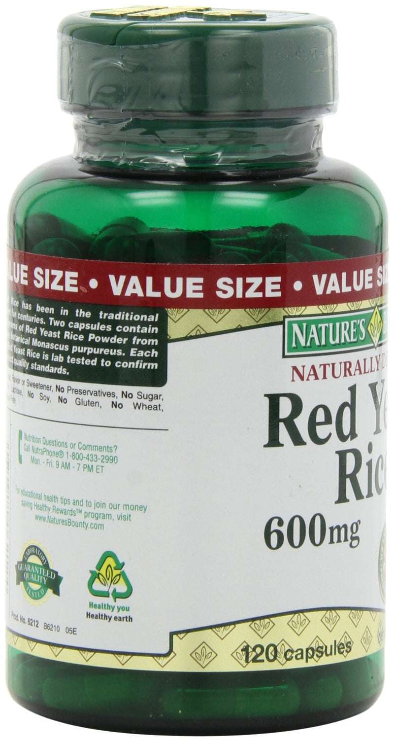 Nature's Bounty Red Yeast Rice Pills and Herbal Health Supplement, Dietary Additive, 600mg, 120 Capsules 120 Count - NewNest Australia